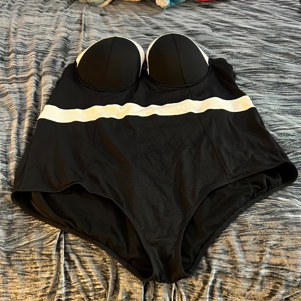 Black and white swimsuit
